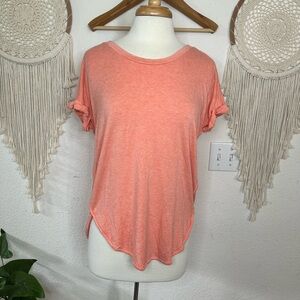 Lou & Grey Pink Soft Peachy Orange Cuffed Sleeve Tee medium